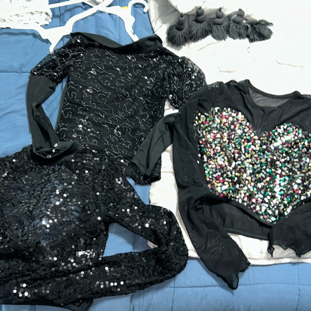 Sparkly mesh dance costume tops